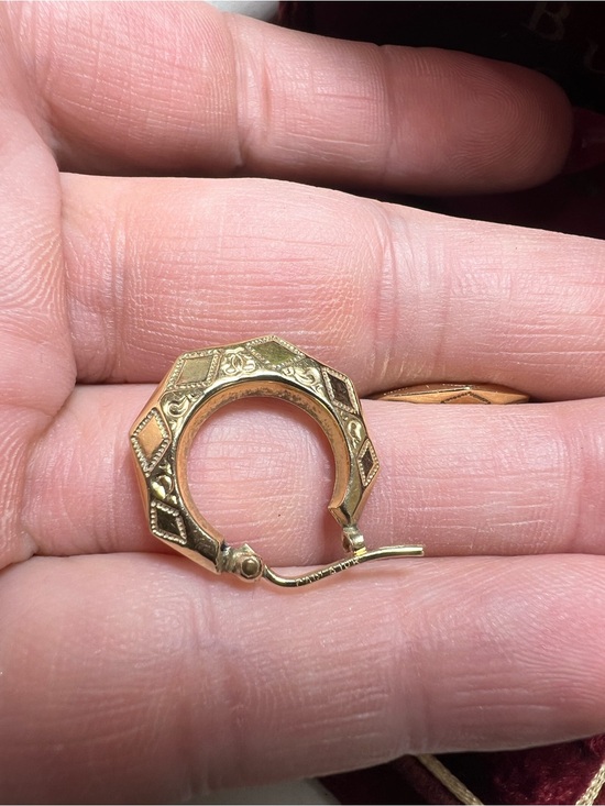 10K yellow gold bohemian hoop earrings main image 9